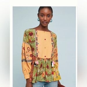 Anthropologie Kelly Patchwork Blouse size S/M